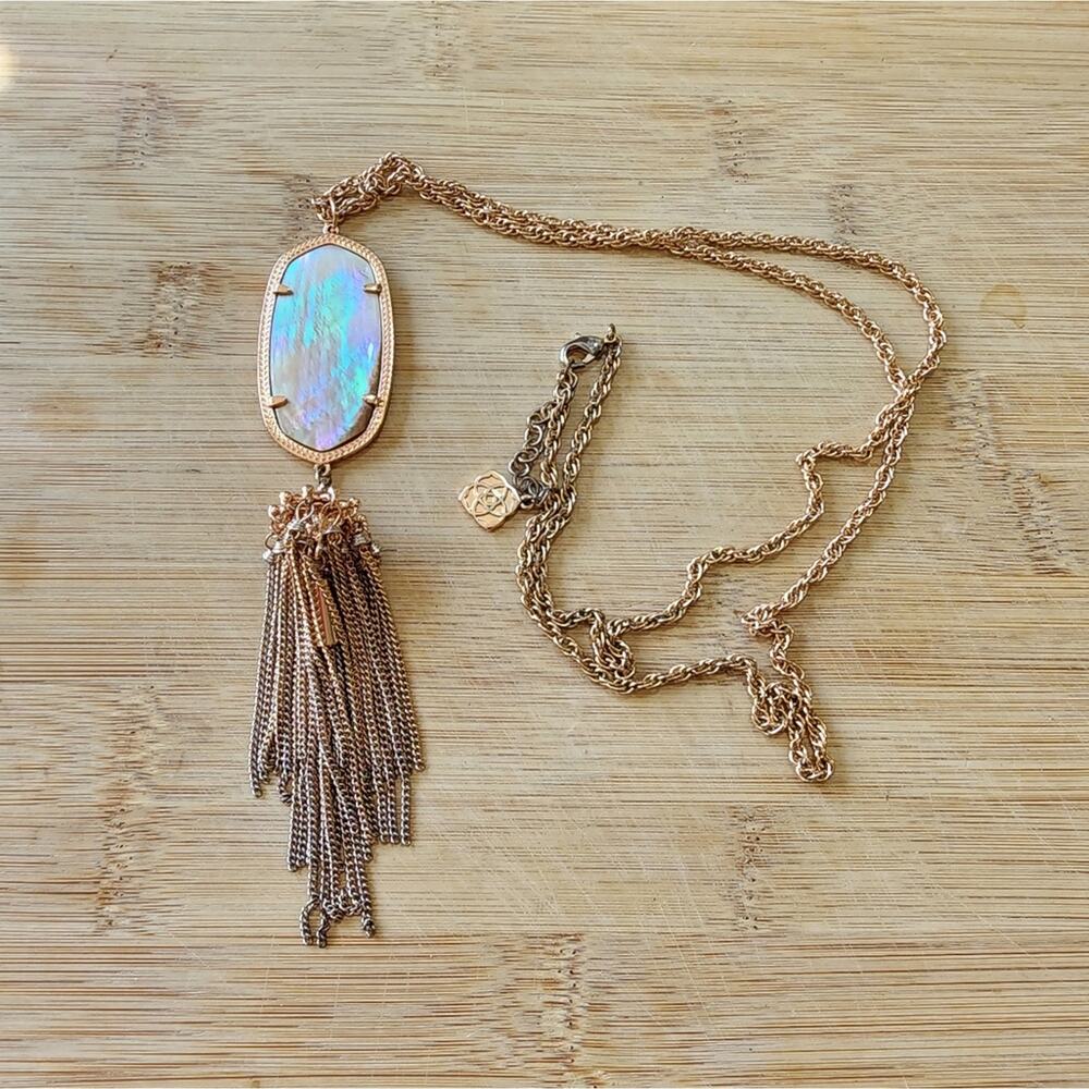 Kendra scott Rose Gold Brown Mother of Pearl‎ Rayne Necklace
